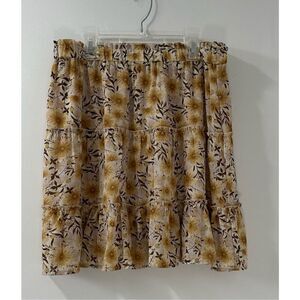 Promesa women’s yellow & brown floral skirt size 12.   34-1233